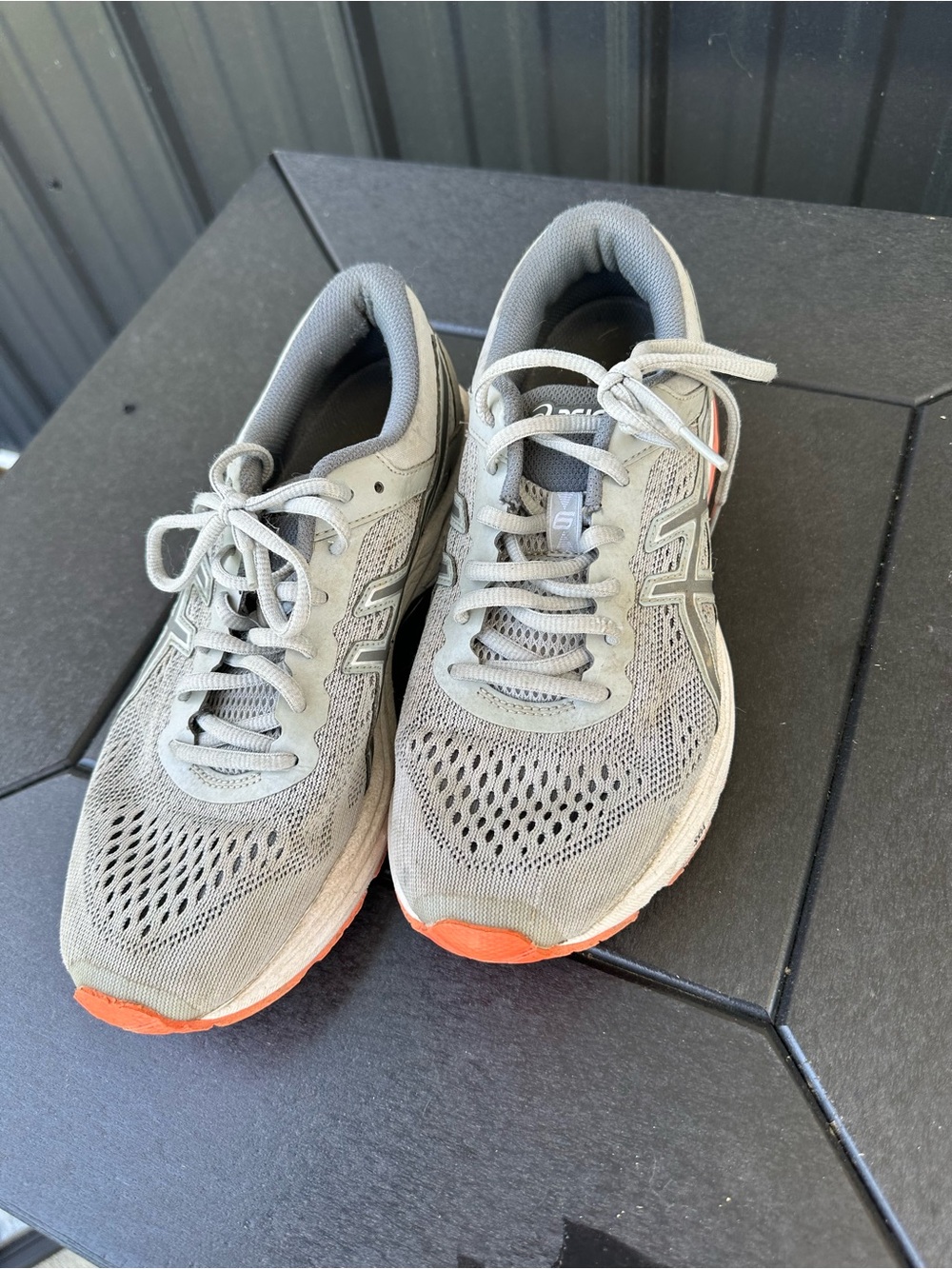 Asics Men's Athletic Running Shoes in Light Gray with Orange Accents